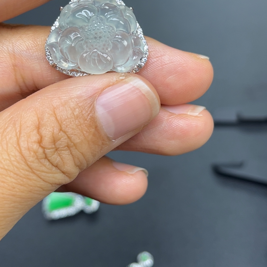 翡翠银S925镶嵌吊坠(不含链)