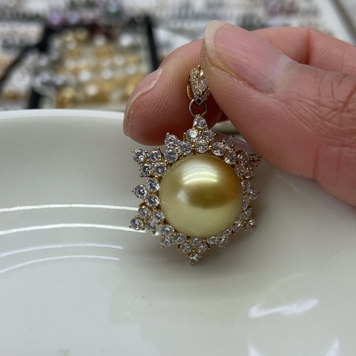 海水珍珠吊坠(不含链)银S925镶嵌
