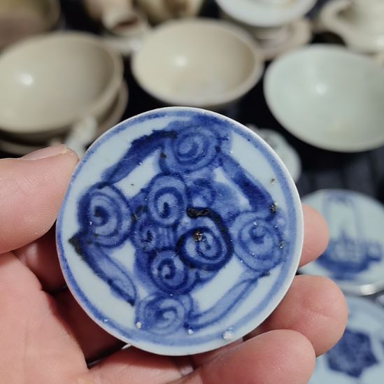 瓷片青花影青杯垫学习标本