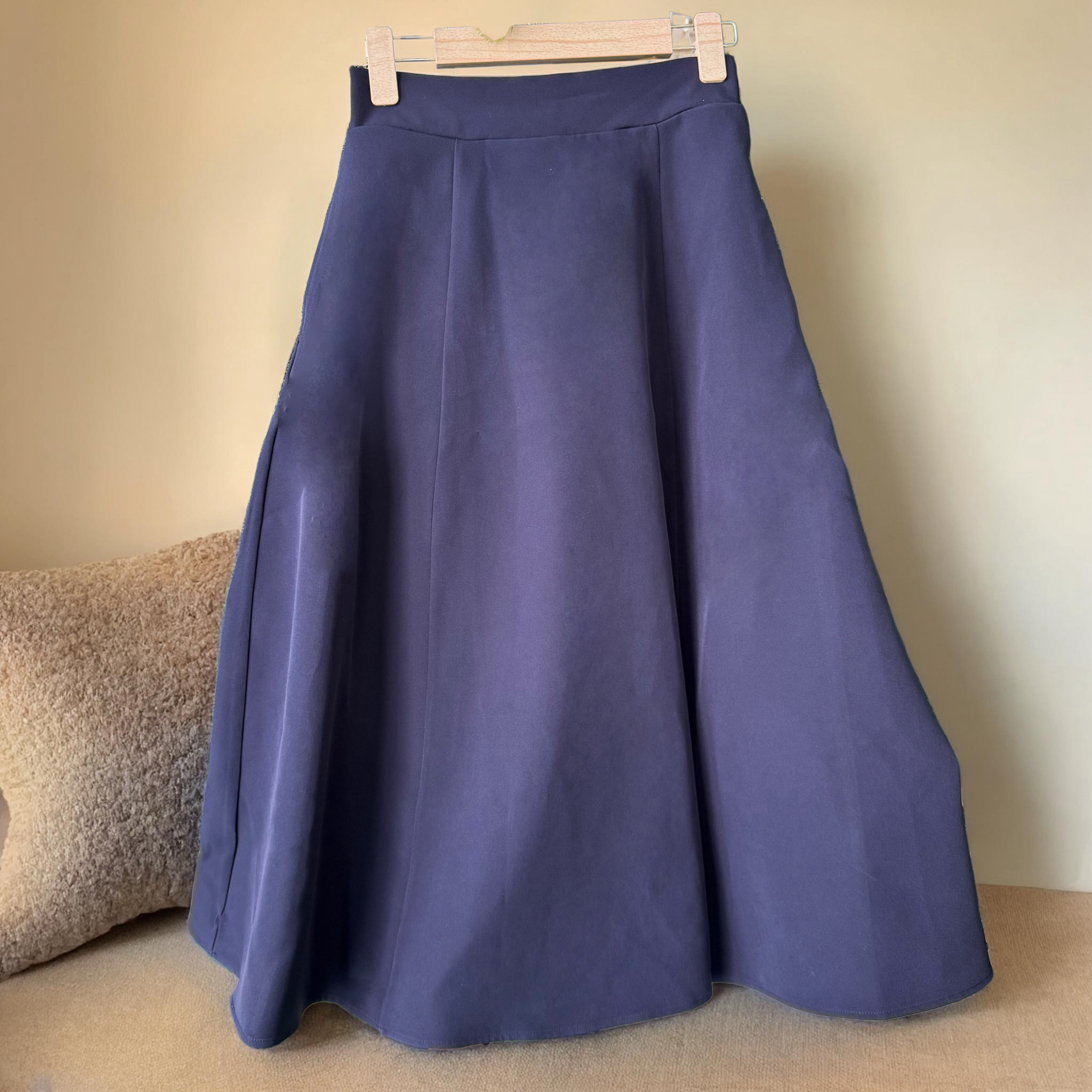 女士秋冬中长款双层高腰显瘦遮胯大摆A字半身裙