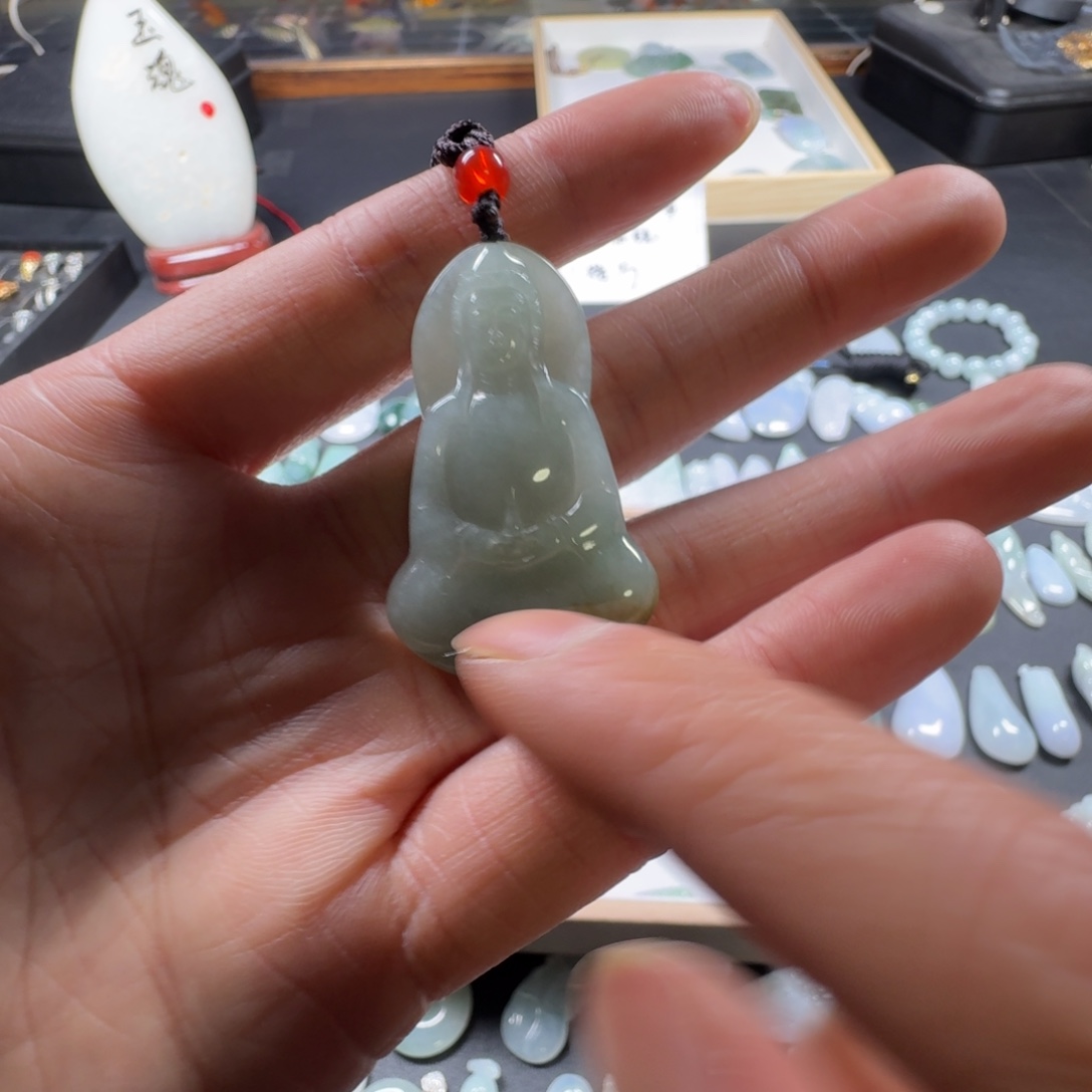 ****锁翡翠未镶嵌吊坠(赠链)观音吊坠