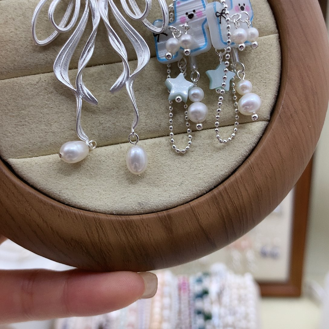 淡水珍珠耳饰银S925镶嵌