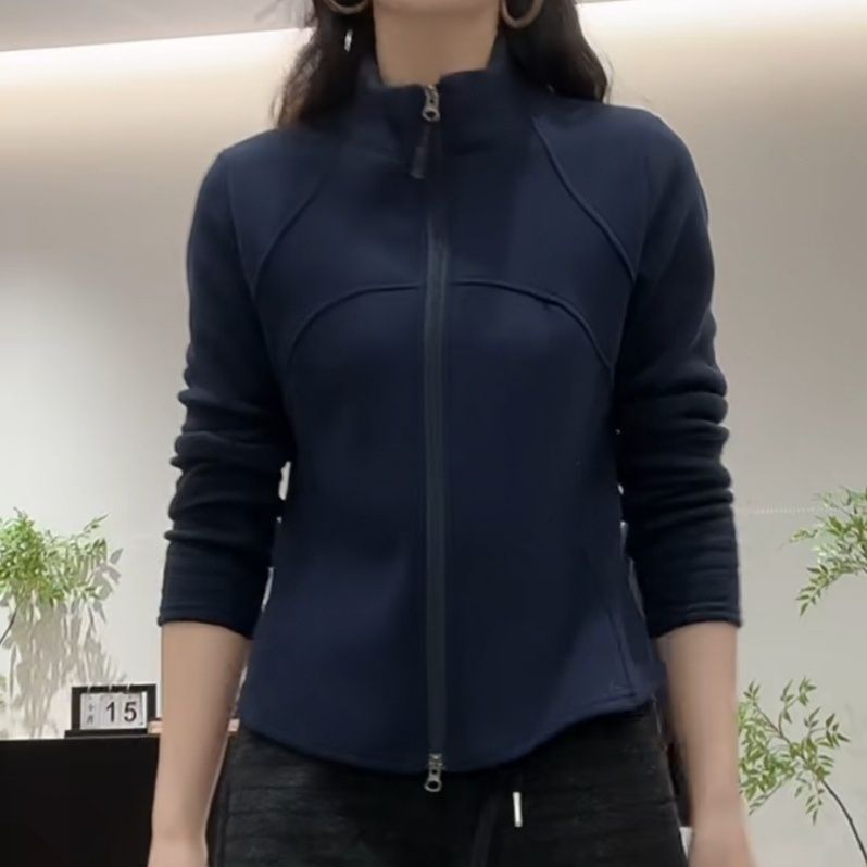 加绒加厚款短外套立领纯色长袖直下摆女保暖冬季秋季