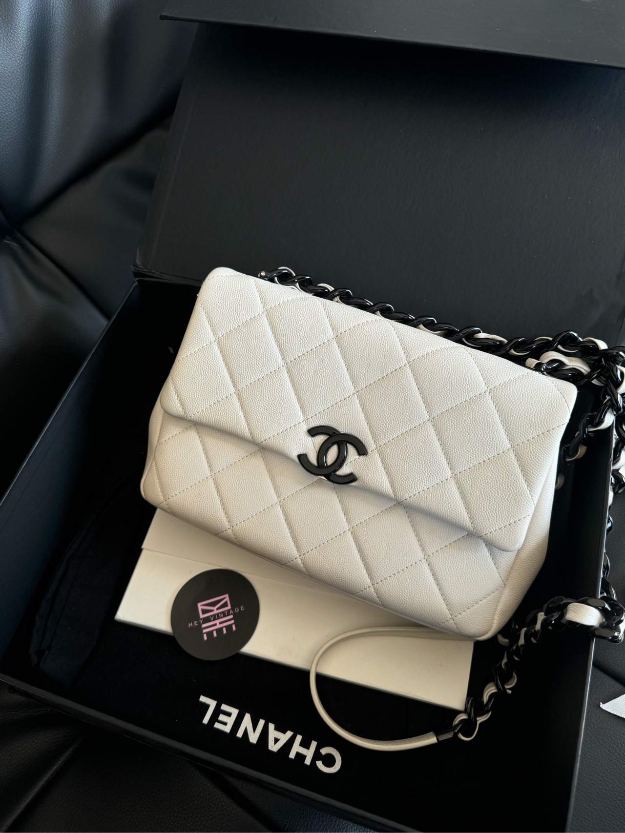 99新 Chanel/香奈儿  CF小号熊猫配色包 23cm 30开 12008602