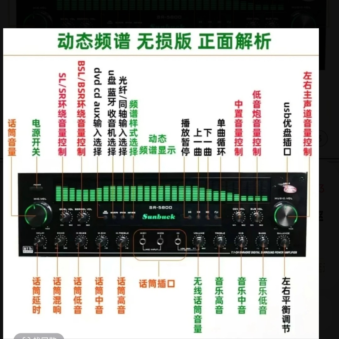 99新  SR-5800，7.1声道蓝牙功放一台包邮