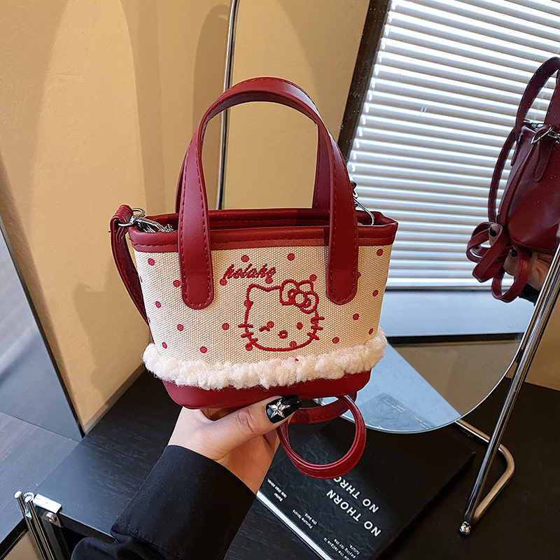 韩系复古可爱亲子款手提包外出百搭时尚卡通甜美少女风单肩斜跨包