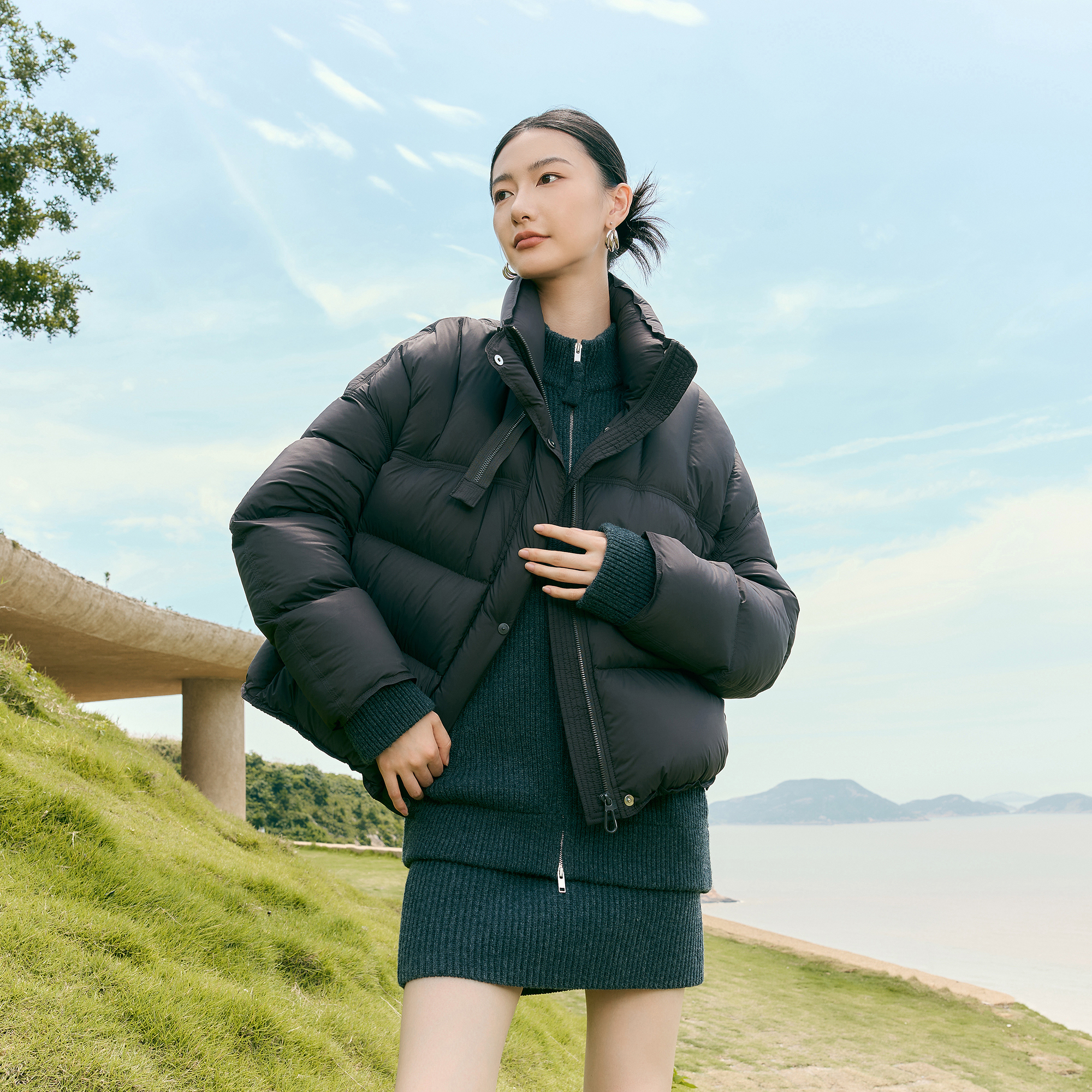 【重百粉丝优选】千浪依族  宽松立领奶油泡芙轻盈羽绒外套868009