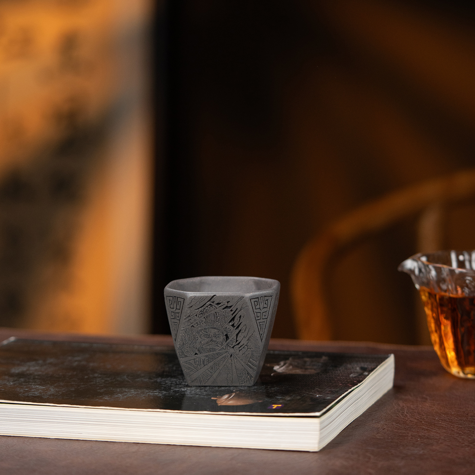 【利贞l四大天王主人杯】原矿天青紫泥 约110cc 手工制 紫砂茶具FX