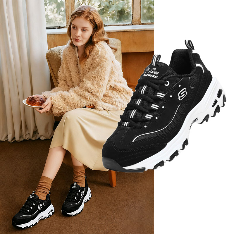 【国内现货】斯凯奇熊猫鞋女鞋秋季新款运动鞋厚底增高休闲鞋老爹鞋