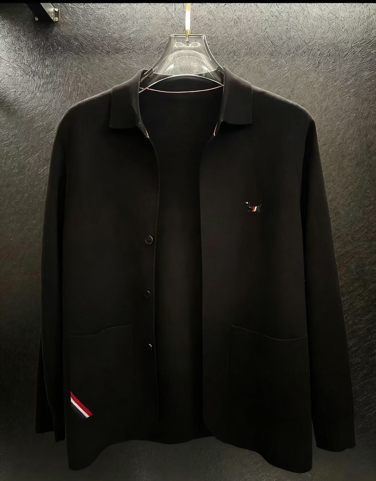 刺绣小狗毛衣针织开衫春秋季标准翻领针织衫长袖CY78612