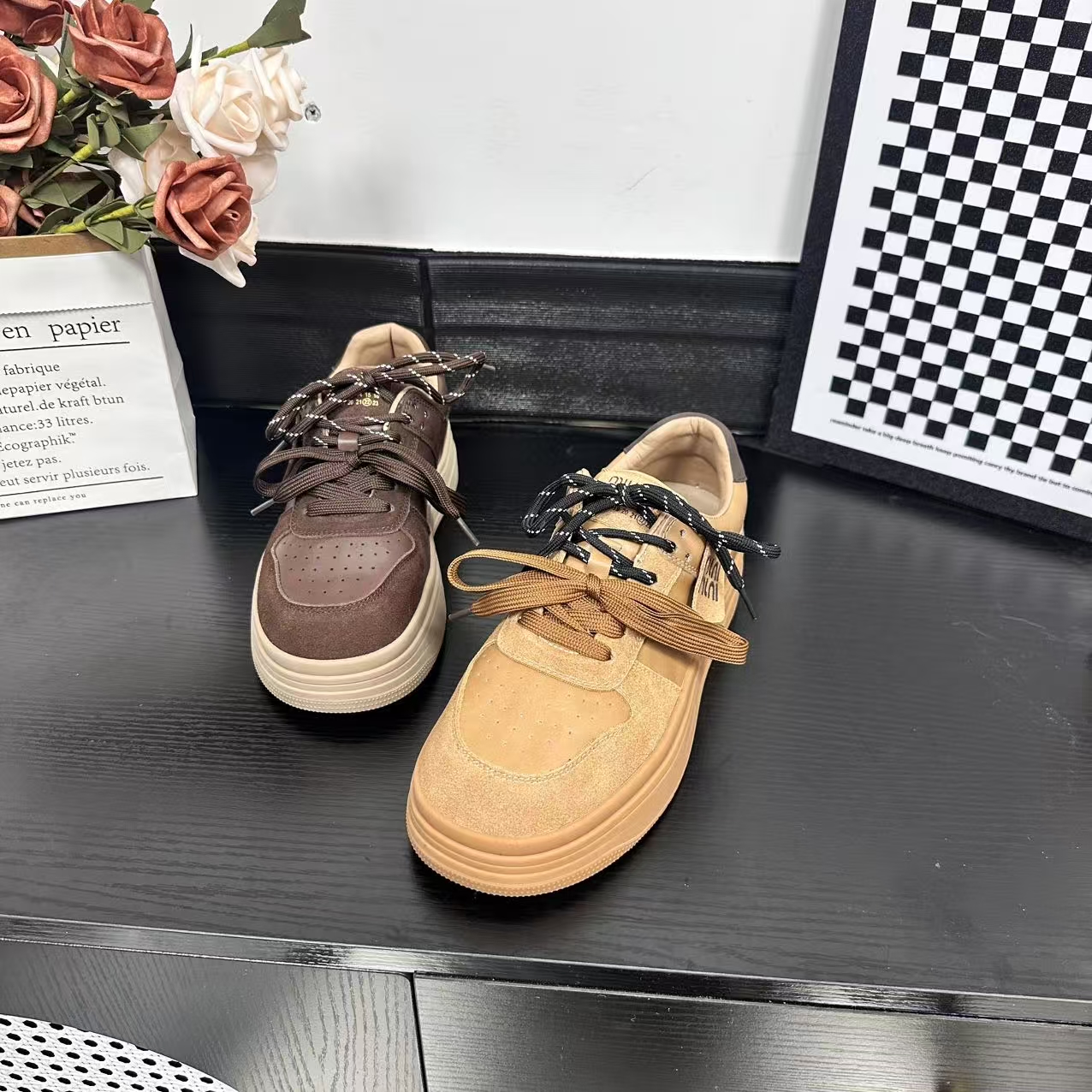 春季上新经典时尚百搭休闲板鞋女双鞋带设计雅丹风冷粘工艺2863