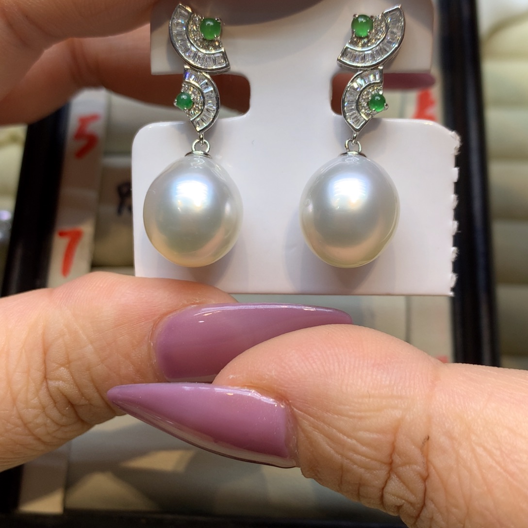 银S925镶嵌耳饰海水珍珠