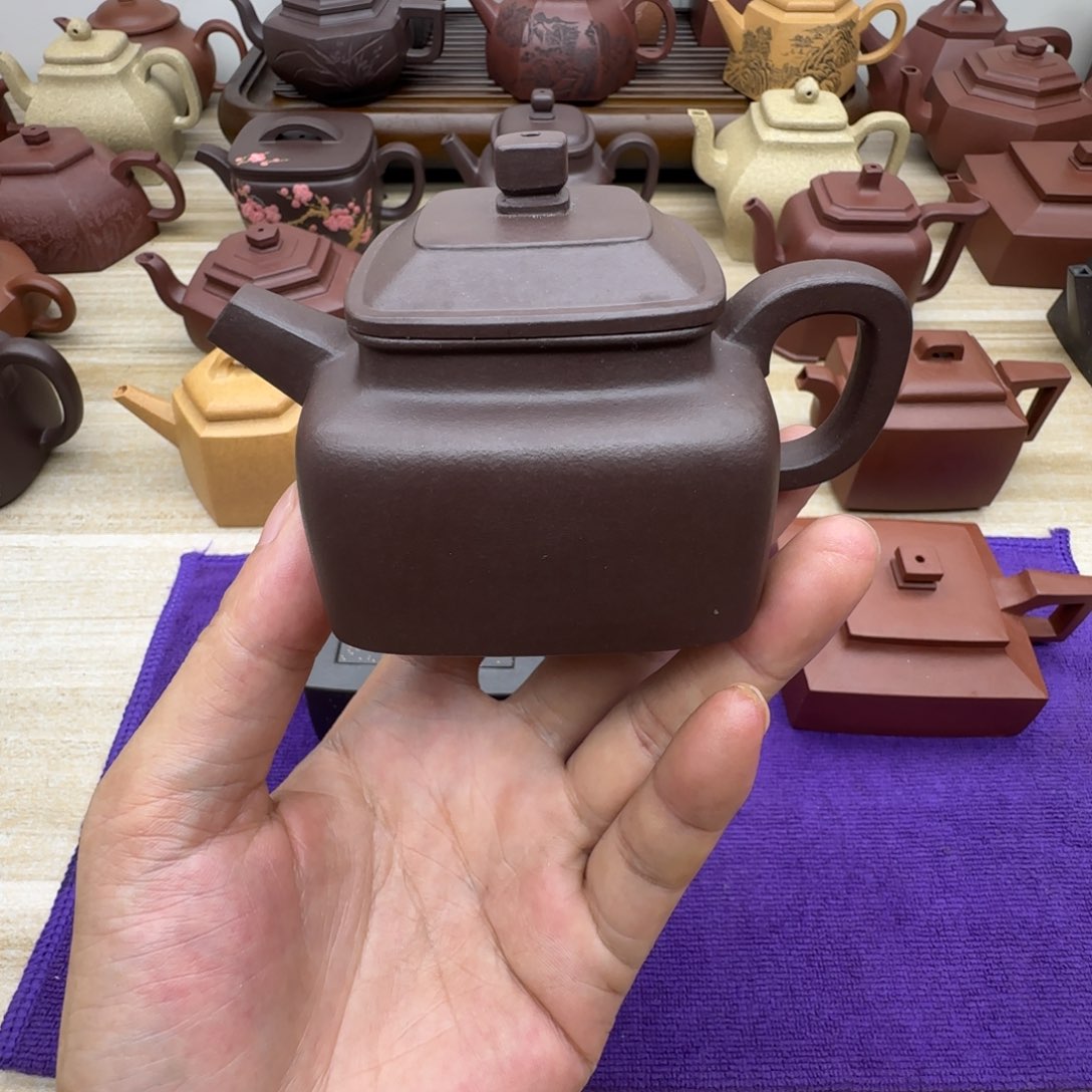 紫泥壶半手工紫泥四方德钟150毫升