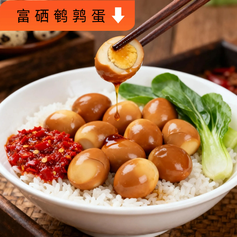 【60枚送20枚】清真富硒盐焗爆汁卤味红枣香辣混合口味独立装鹌鹑蛋