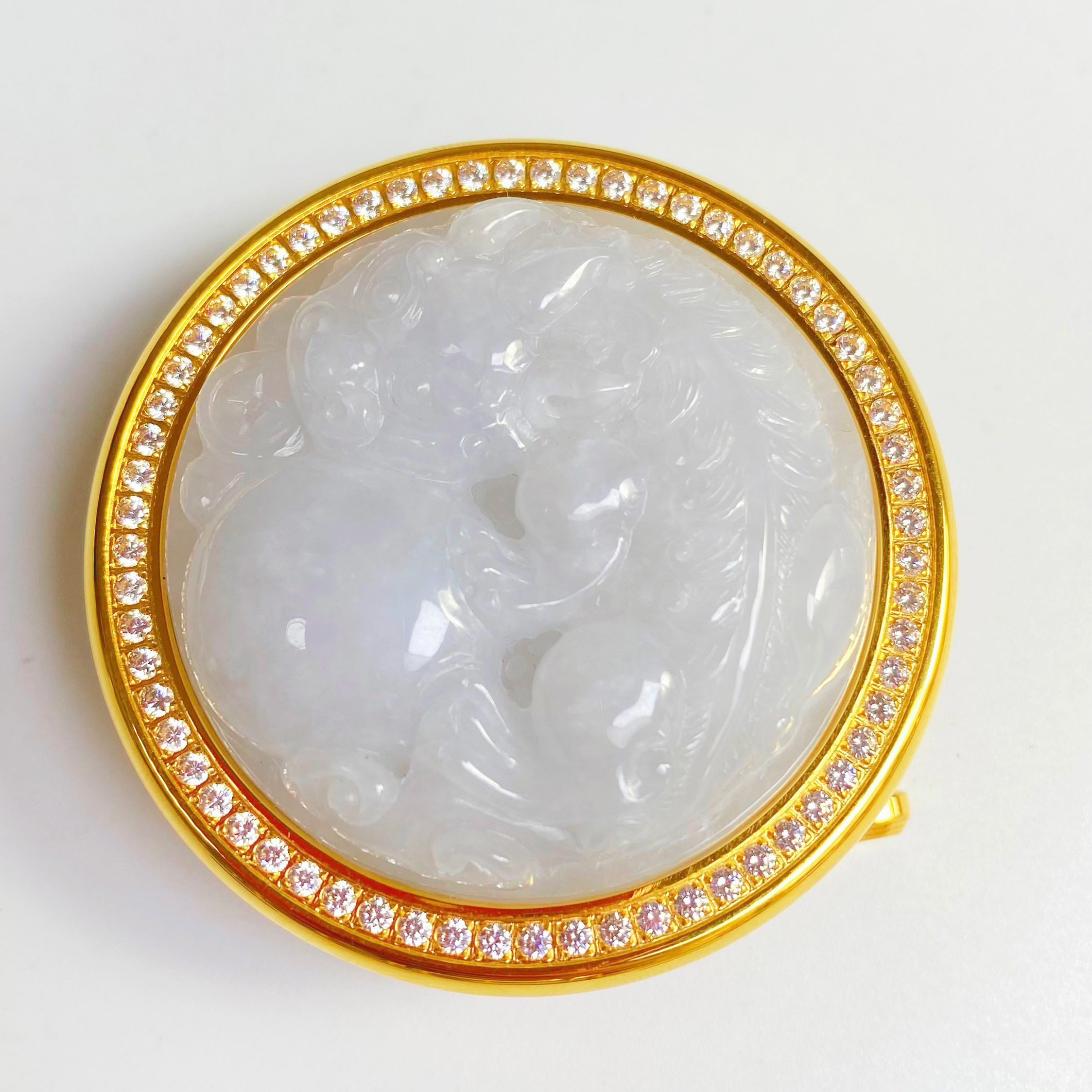 貔貅翡翠玉皮带扣3.8宽包金男士休闲百搭皮带扣不锈钢挂扣镶钻