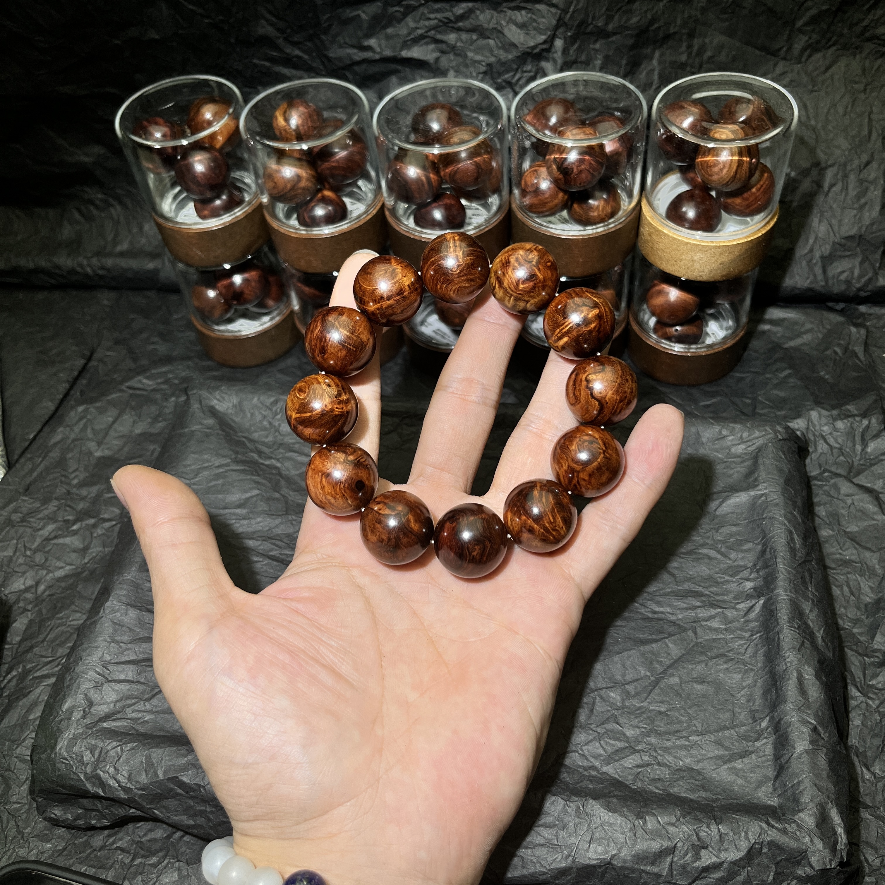 上品黄花梨手串【甲骨文】海南黄花梨老料2.0手串/大瘤疤/沉水/无蜡