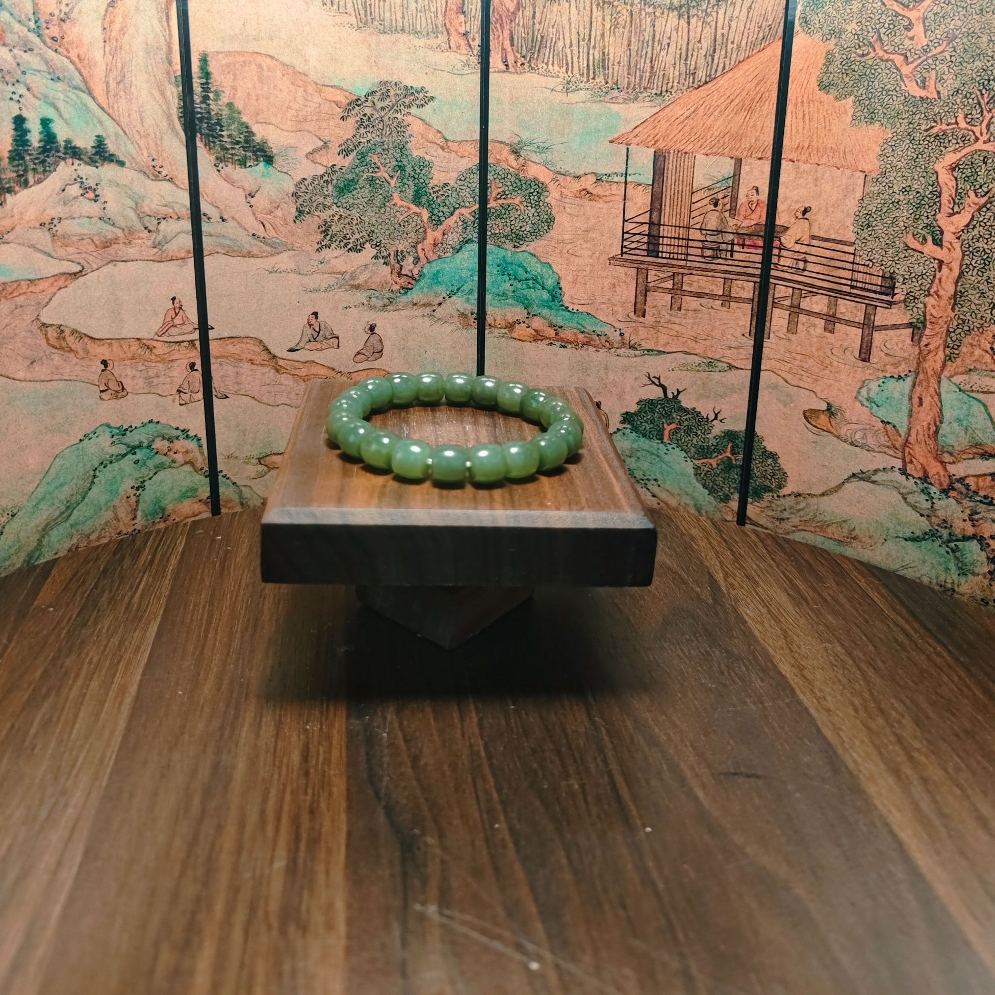  D和田玉桶珠手串（卡10）0434