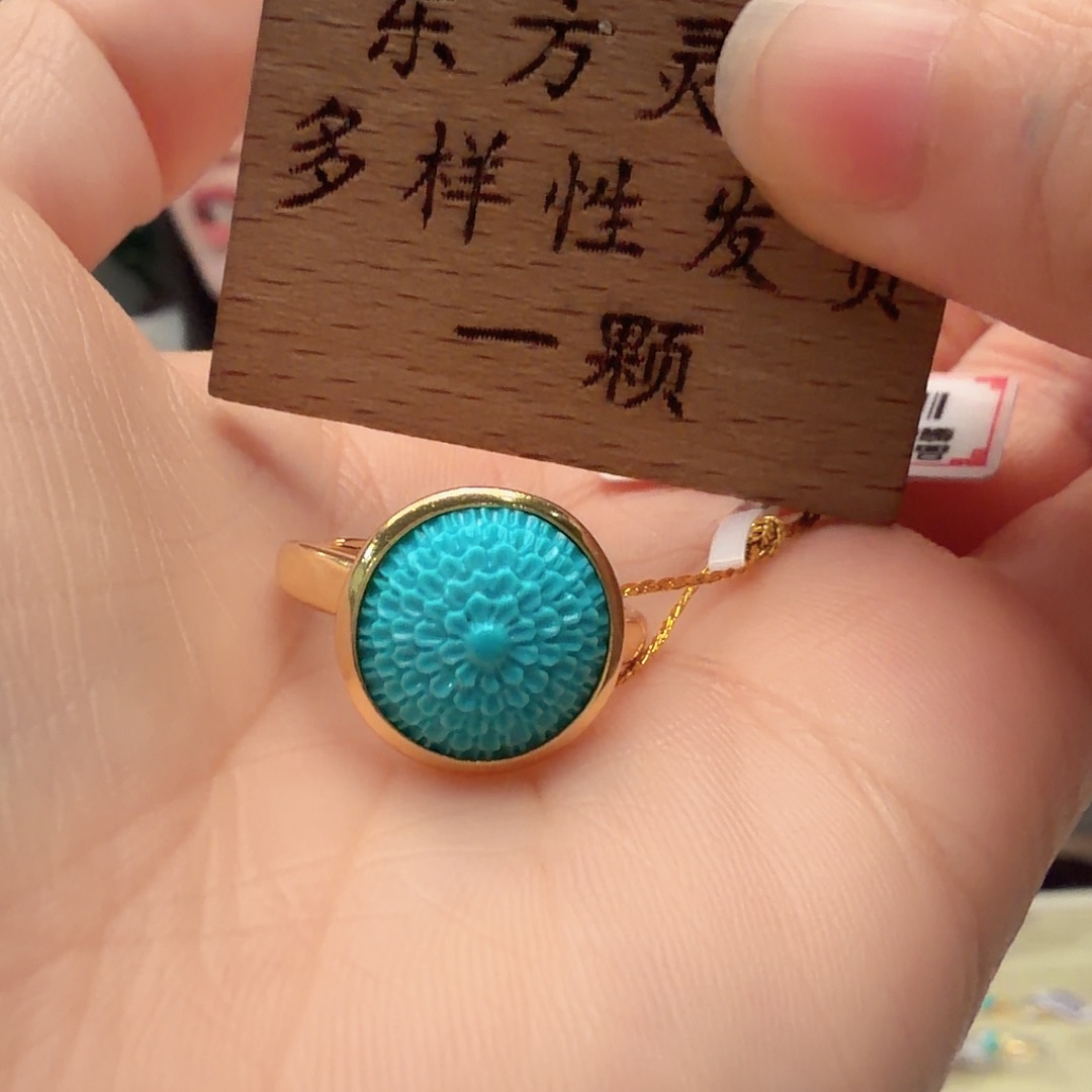 绿松石银S925镶嵌戒指