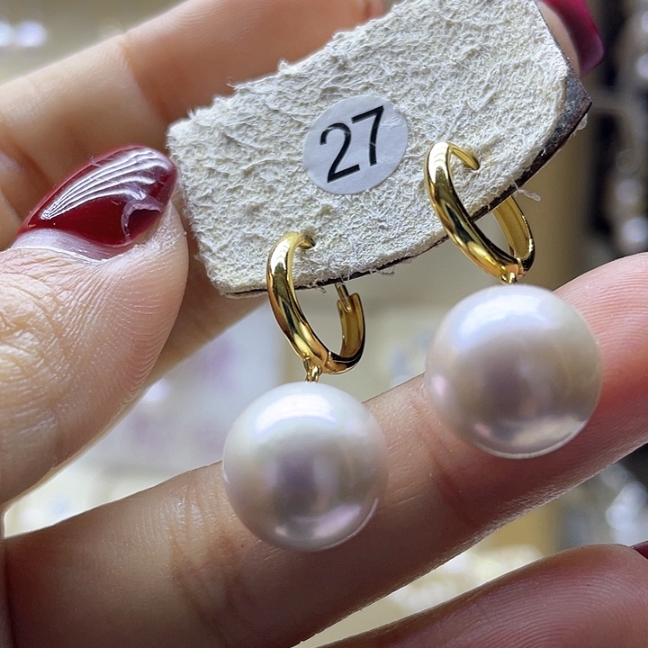 淡水珍珠耳饰银S925镶嵌