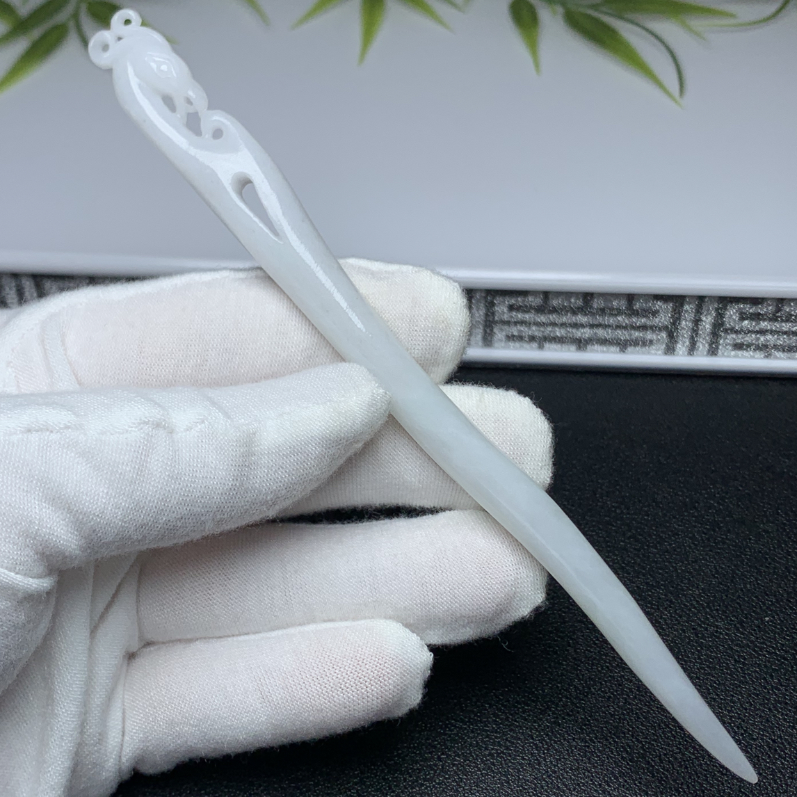 天然翡翠A货凤凰发簪旗袍复古发簪国风正品翡翠簪子礼物时尚简约