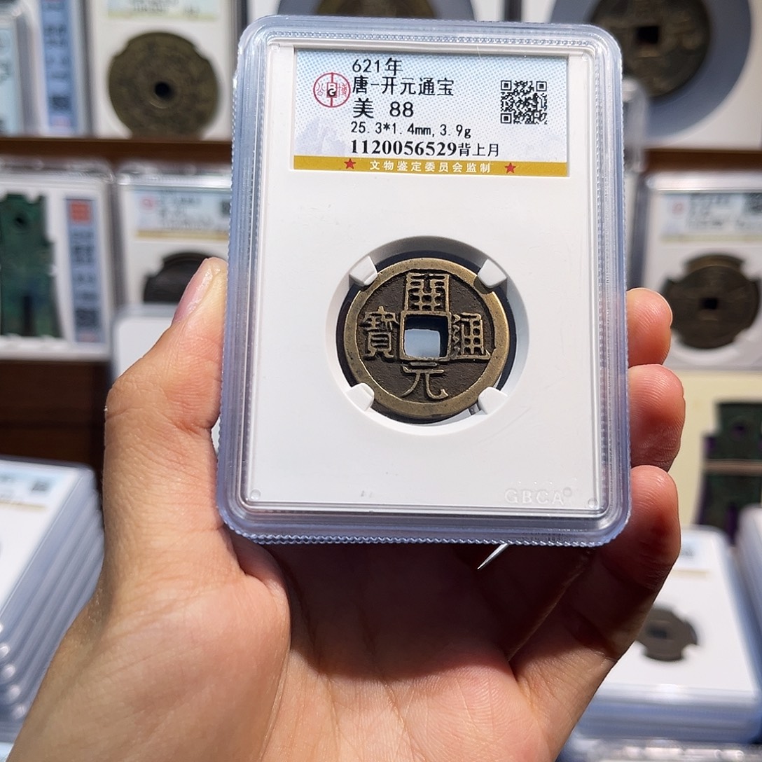 铜开元通宝背月 88分 