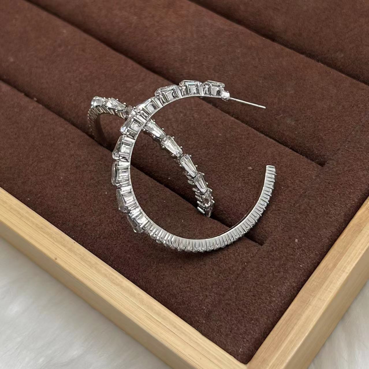 合金玻璃耳饰 花笙（HS069） 圈圈耳环金色时尚镶嵌轻奢欧美商务