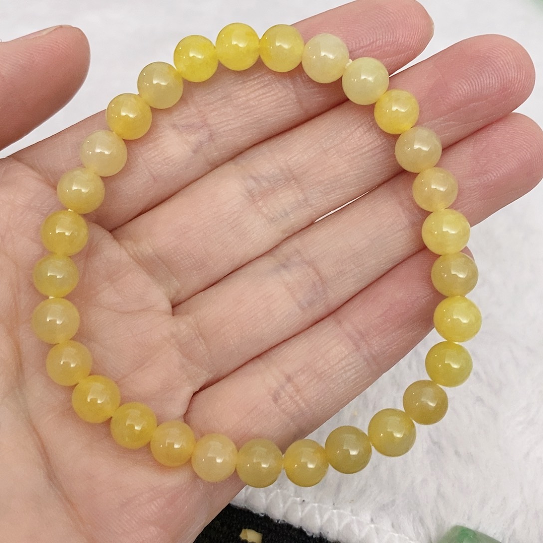T***记翡翠未镶嵌手串6.5 黄翡手串