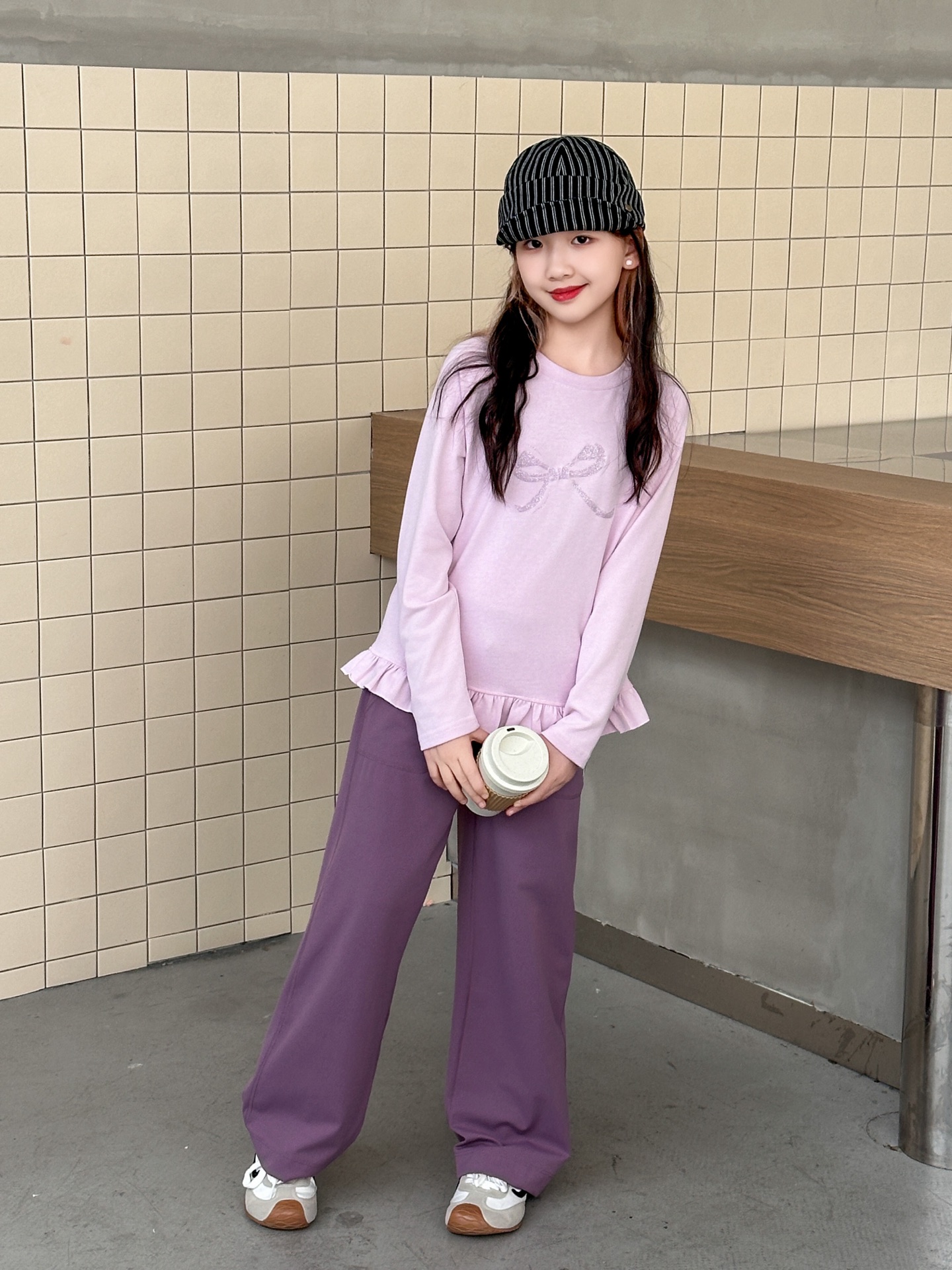 女童休闲阔腿瑜伽裤2025秋季新款中大童直筒裤高弹舒适舞蹈裤