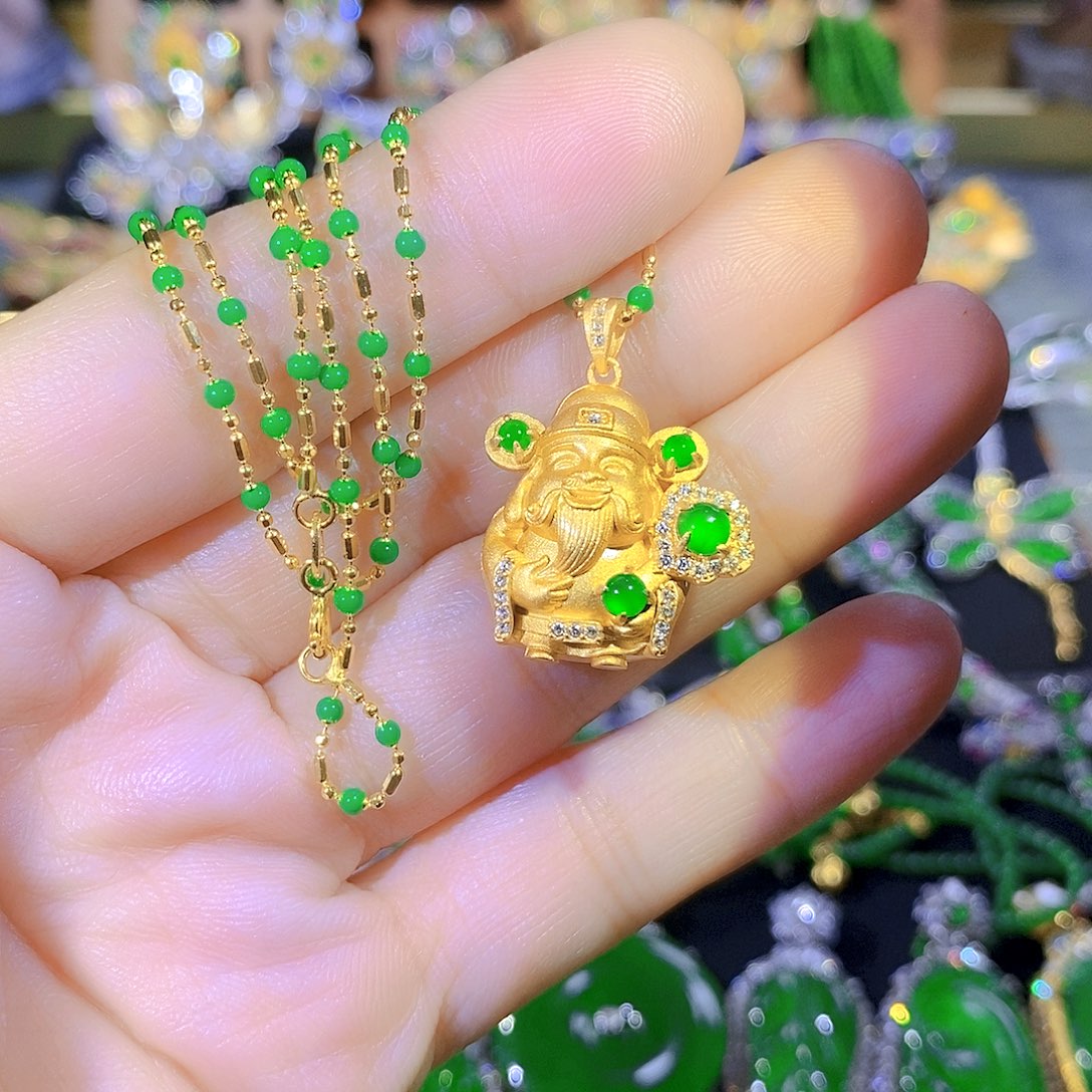 吊坠(不含链)银S925镶嵌翡翠