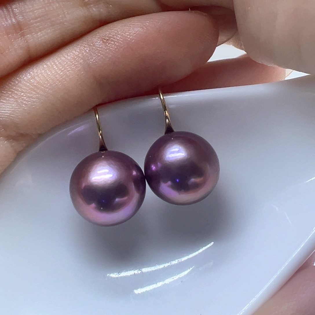 银S925镶嵌淡水珍珠耳饰