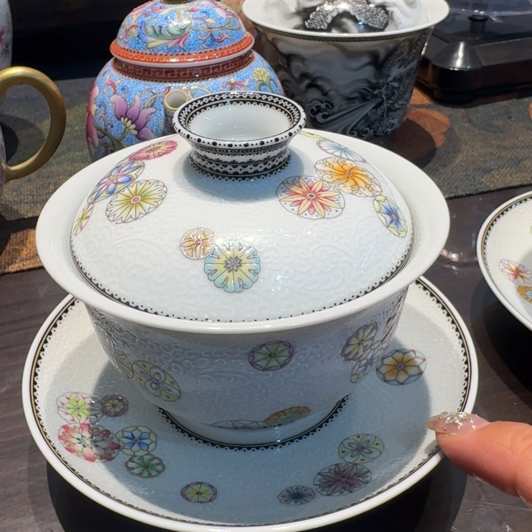 景德镇陶瓷手绘盖碗