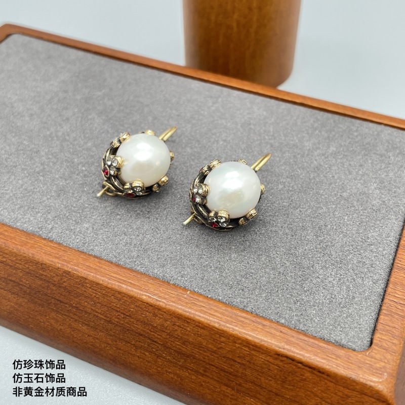 铜合金仿珍珠耳饰 DXIE铜合金耳钉意大利手工优雅复古MR 20909