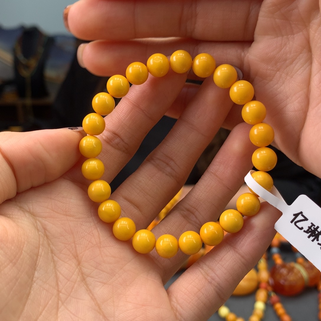 蜜蜡手串未镶嵌天然