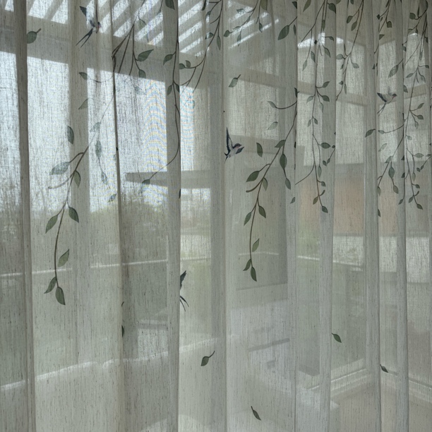 《新版·春归》亚麻印花纱纱帘（宽300高260）送四抓钩