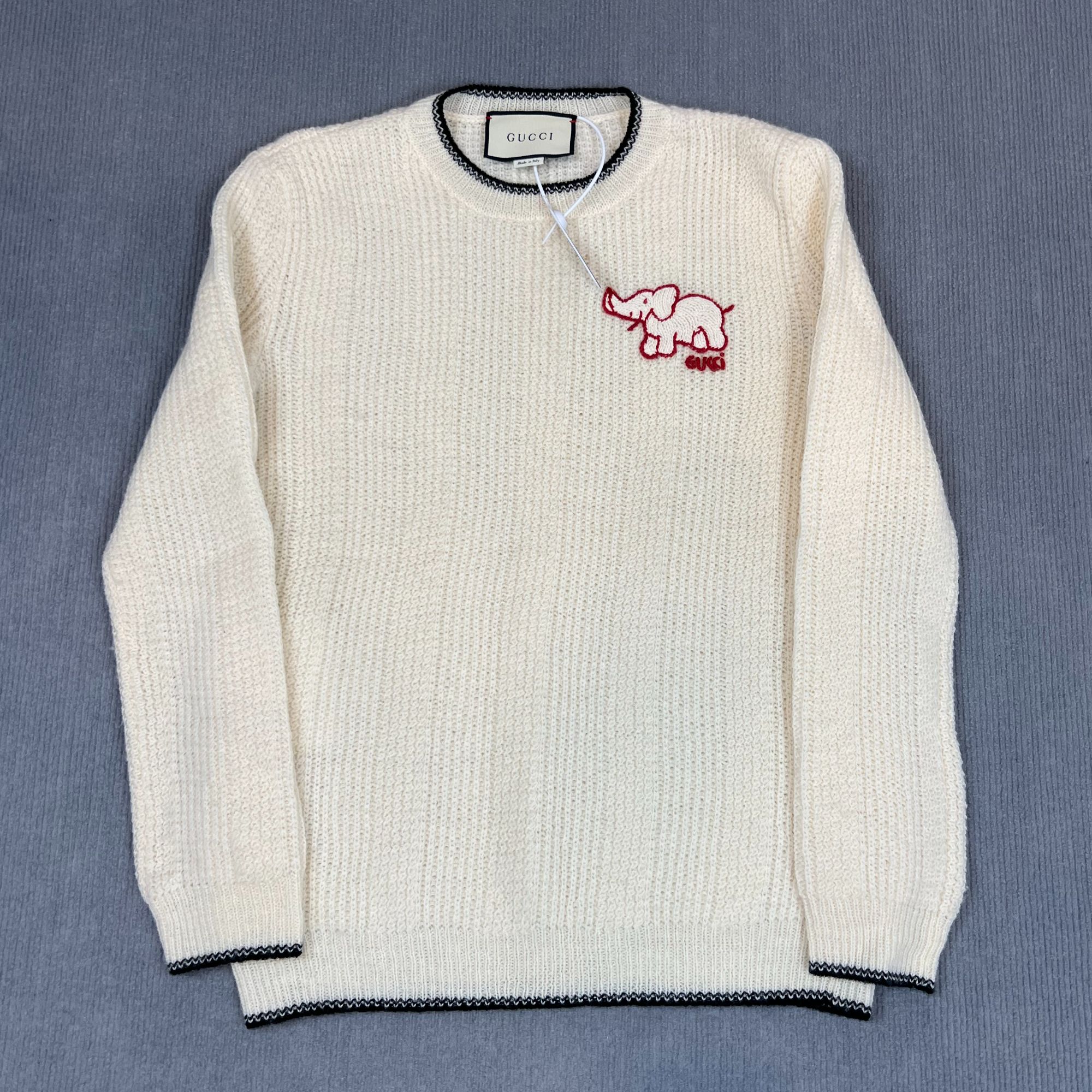95新 GUCCI/古驰 241232/XS/小象刺绣圆领针织衫/15145