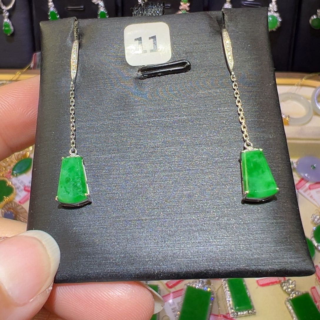 翡翠颈饰18K金镶嵌耳环