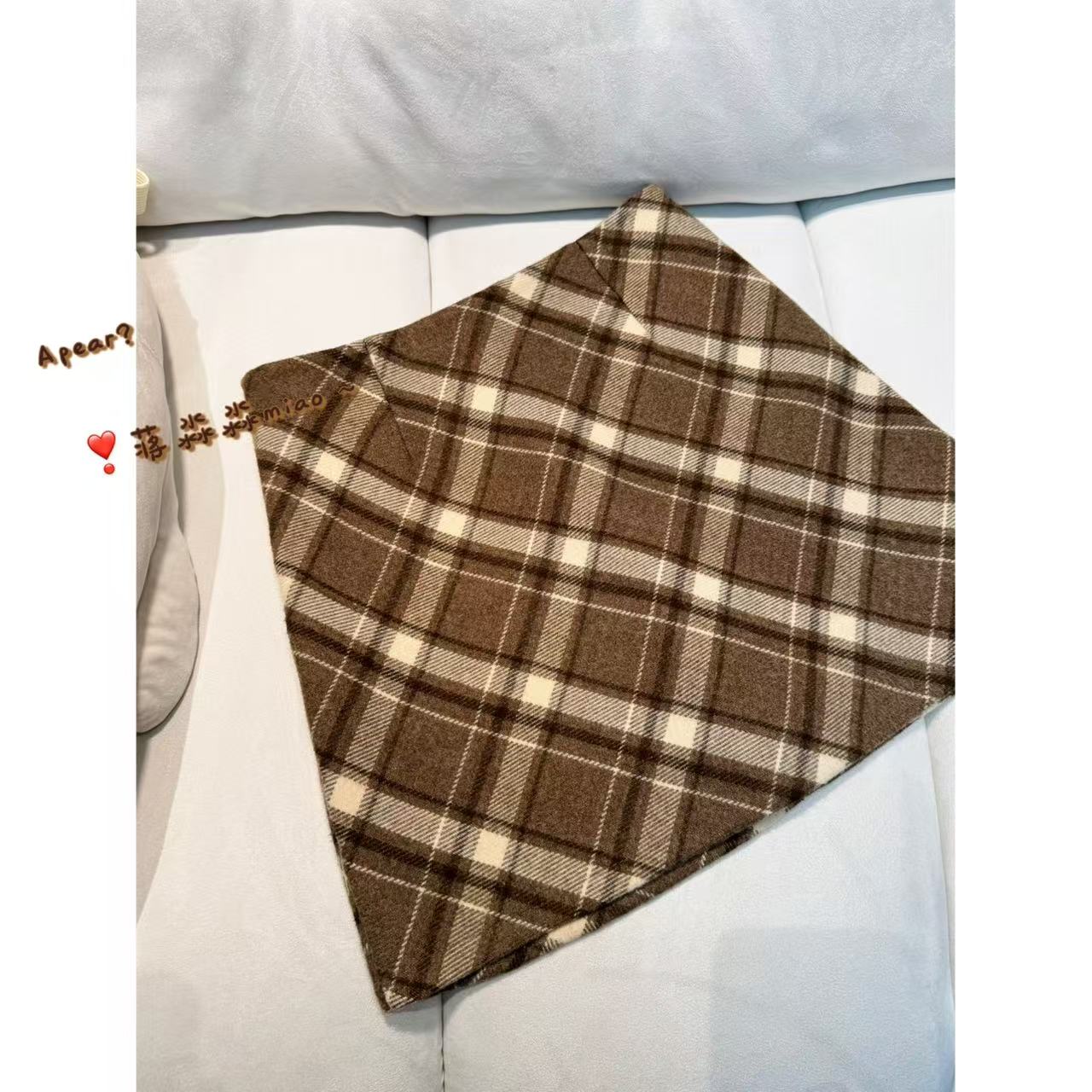 APear♥乌龙奶泡~韩版百搭时尚显瘦秋冬毛呢高腰格纹A字裙