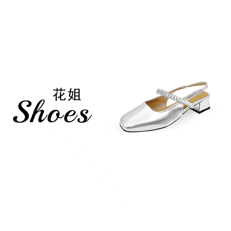 气质时尚仙女风方头水钻玛丽珍单鞋高跟鞋-K20