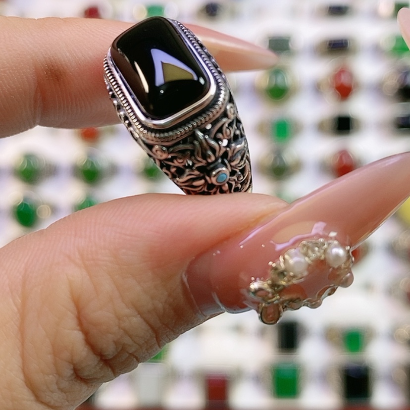 【闪购商品】银S925镶嵌戒指玛瑙/玉髓