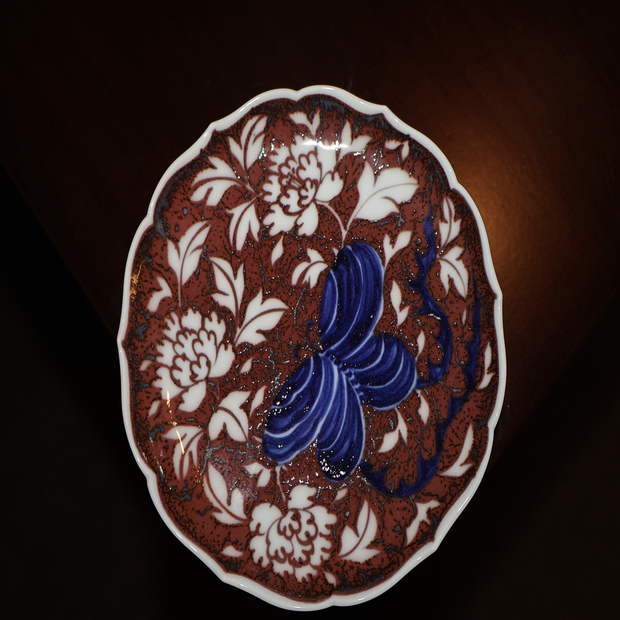 景德镇柴窑青花釉里红蝶恋花花口壶承果盘非遗传承人高颜值茶器