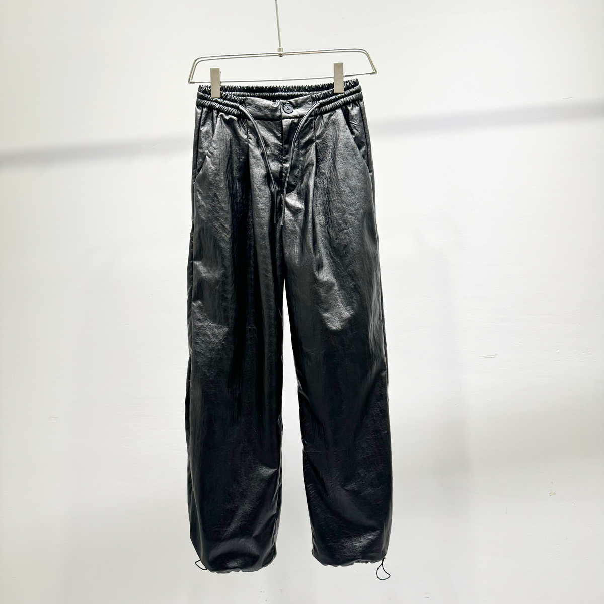 冬季加绒保暖时尚简约帅气宽松抽绳长裤男士潮牌松紧腰阔腿休闲裤