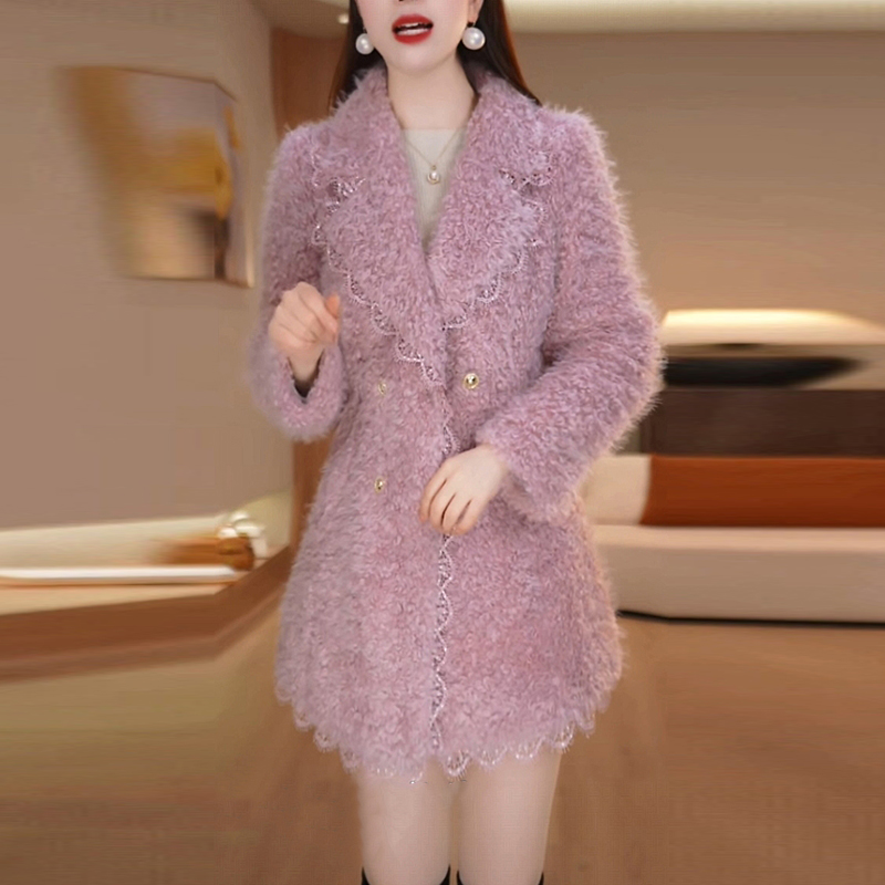 卷卷毛保暖加厚毛毛外套2025冬季新款氛围感轻奢时尚气质加厚大衣