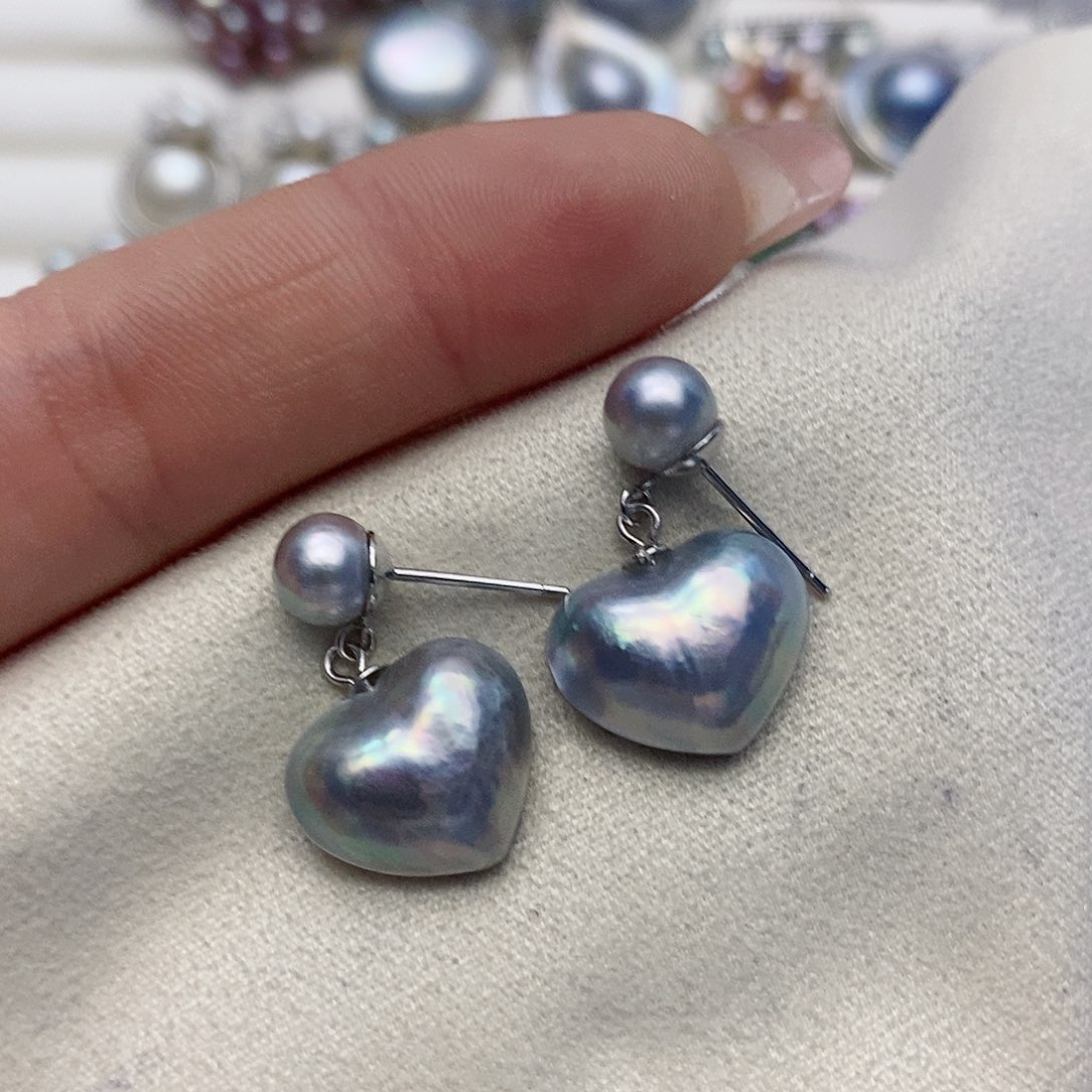 【闪购商品】耳饰银S925镶嵌拼合珍珠（马贝珠）