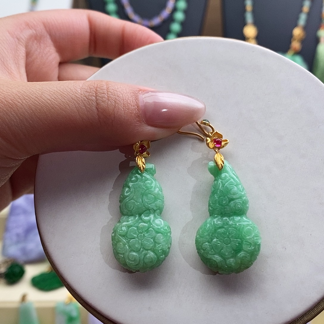 翡翠未镶嵌耳饰耳饰