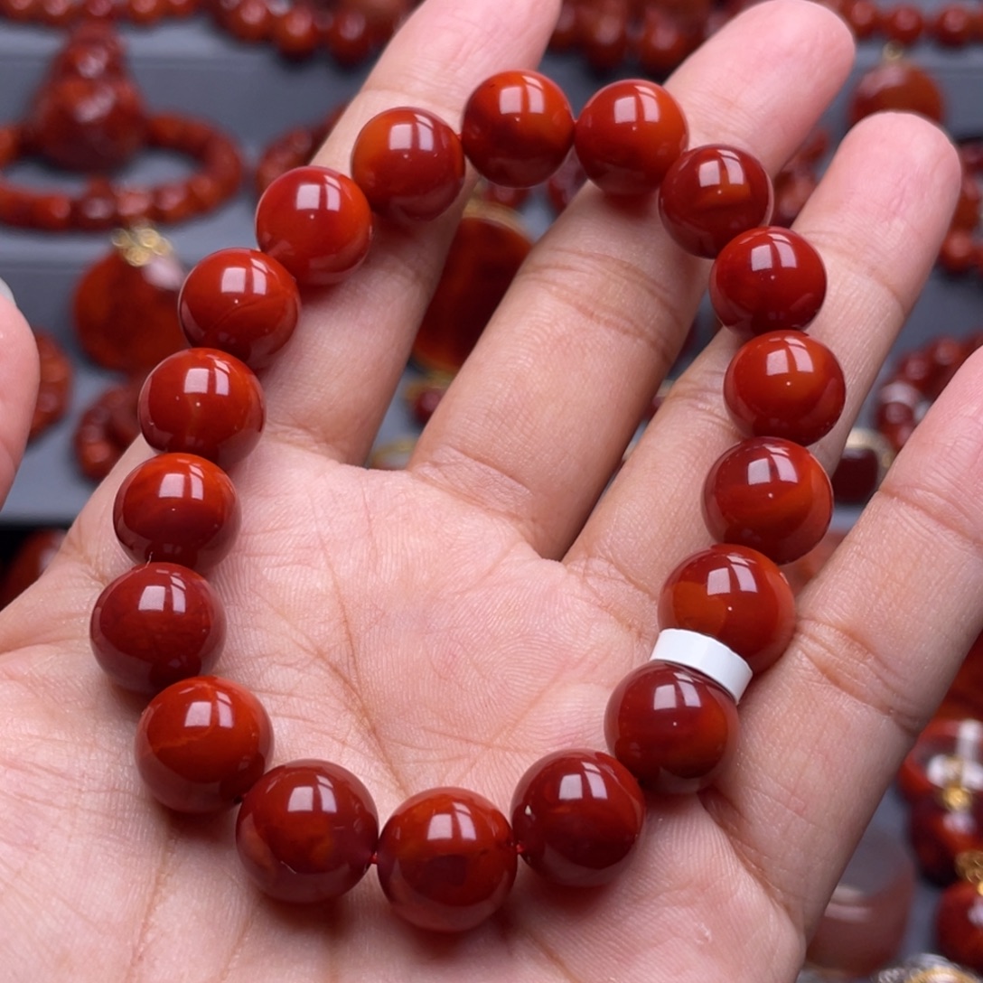 南红玛瑙未镶嵌珠宝奇石单圈11.5mm