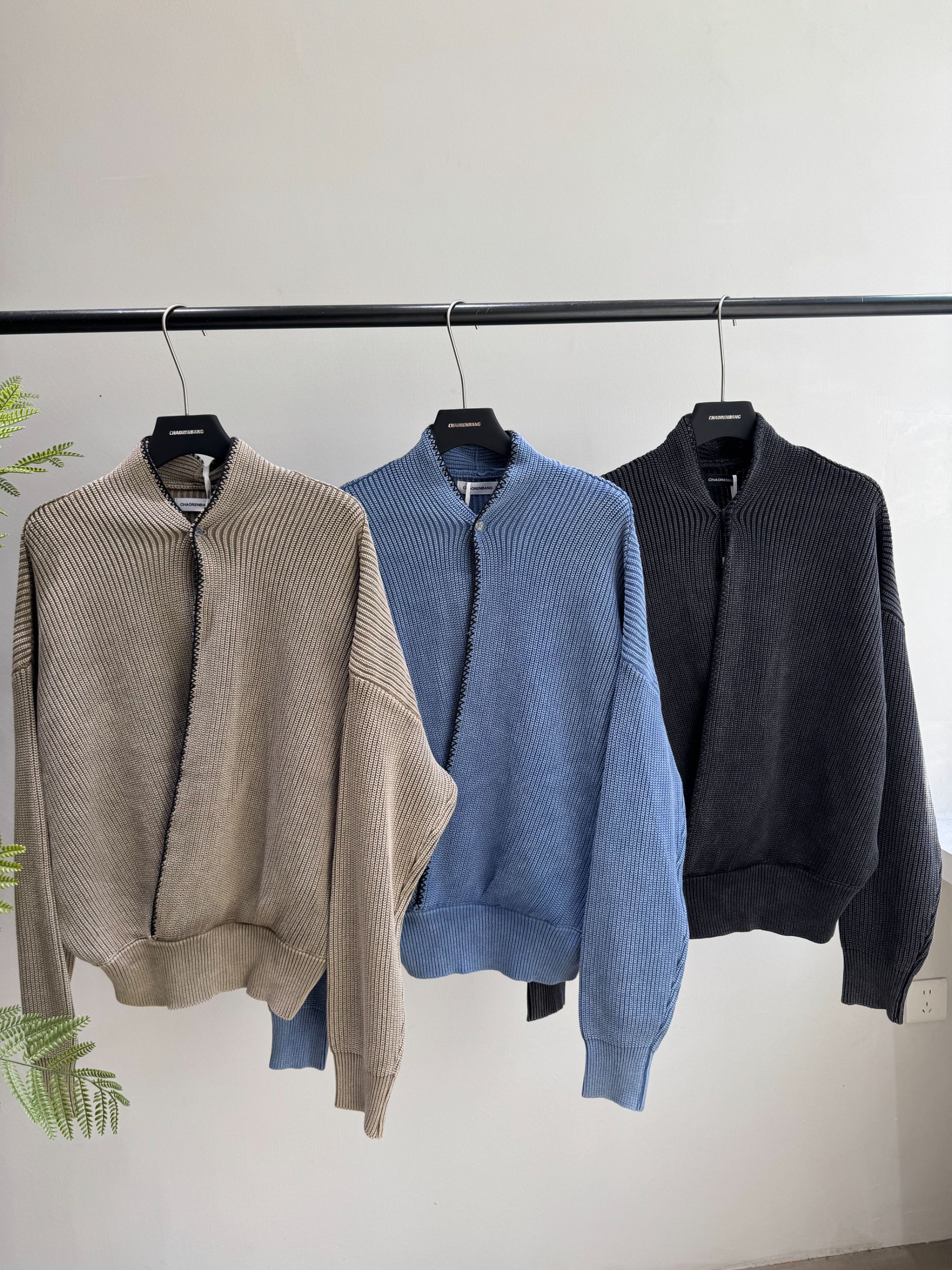 65150 美式复古斜扣针织衫毛衣