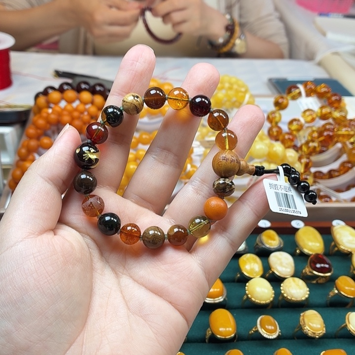 琥珀未镶嵌手串十八子手持