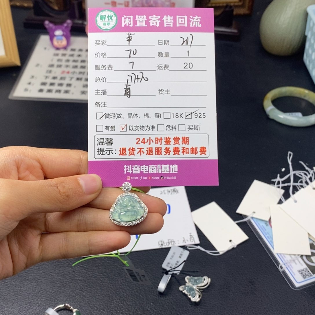 翡翠颈饰银S925镶嵌菜**～