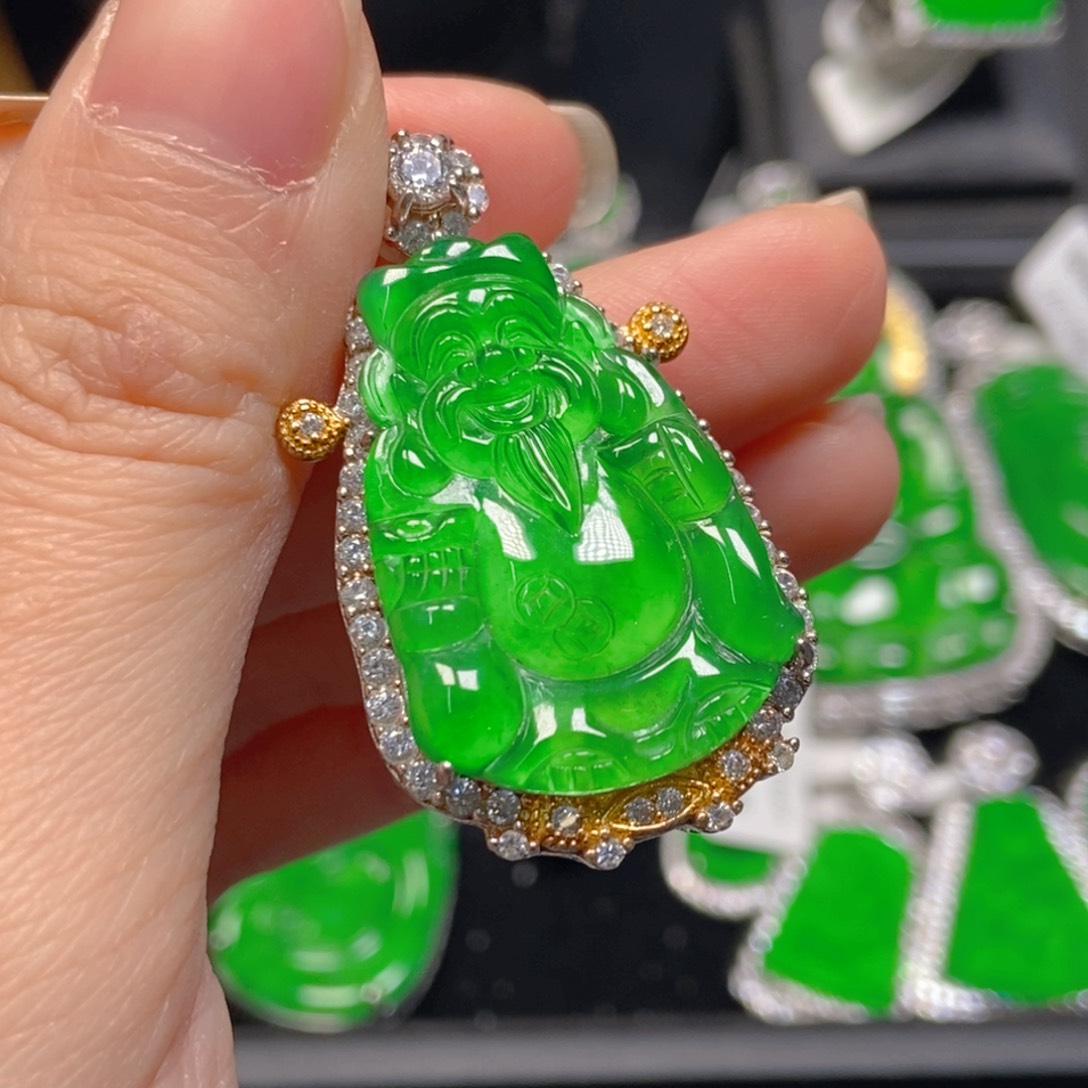 翡翠银S925镶嵌吊坠(不含链)