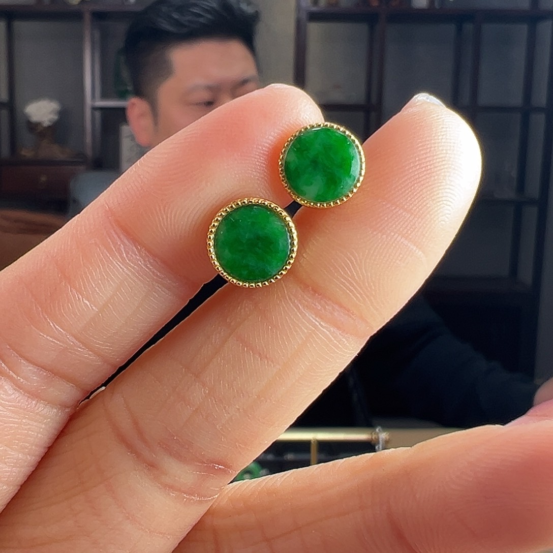 翡翠银S925镶嵌耳饰耳环81